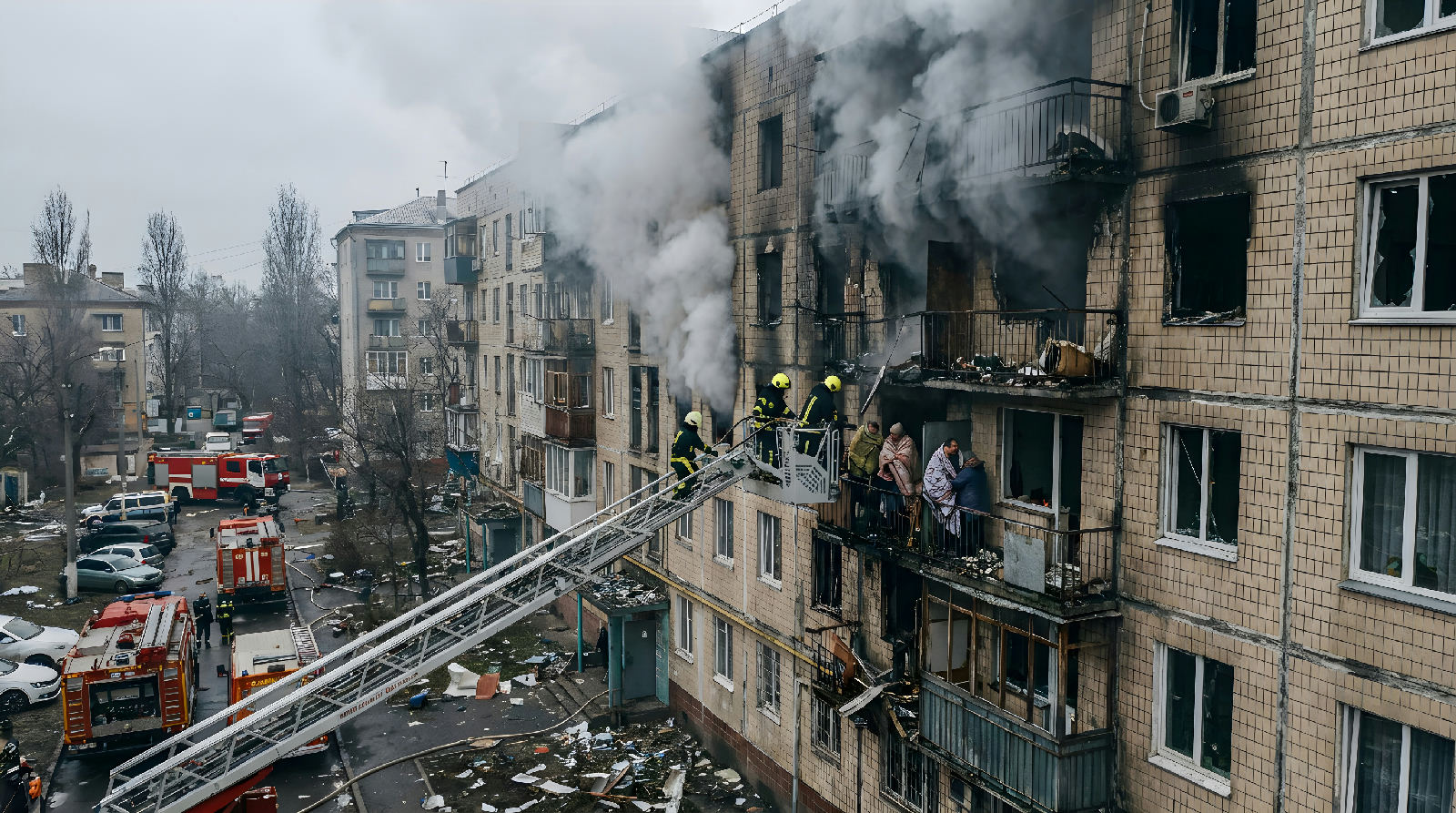 Russiske angreb rammer boligblokke i ukrainske storbyer