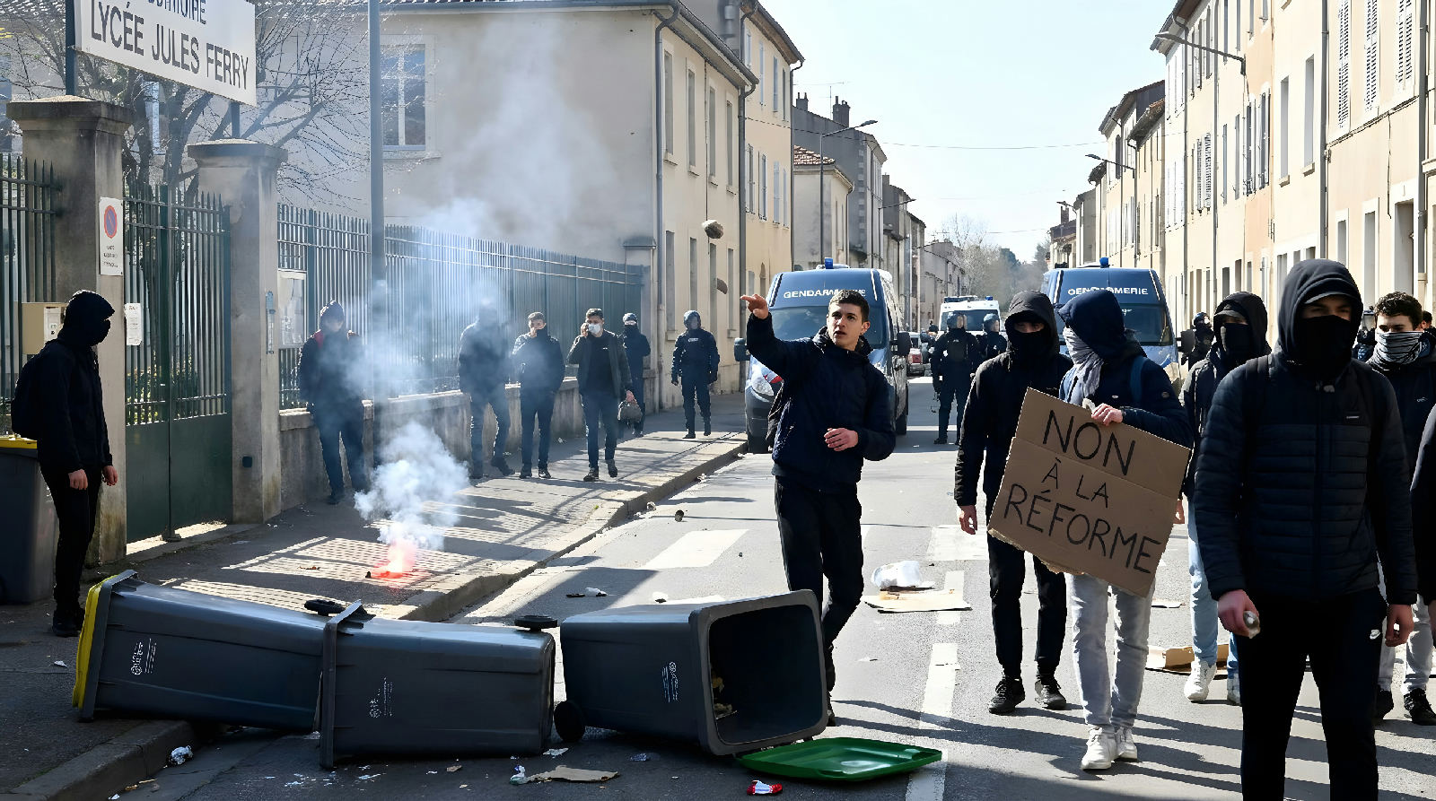 Voldelige gymnasieelever skaber kaos i Frankrig