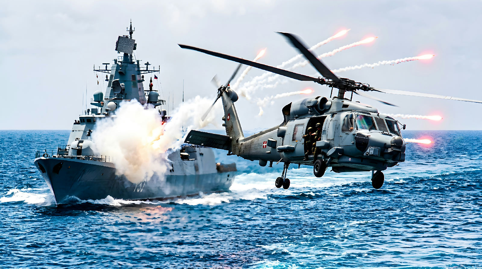 Russisk krigsskib skyder mod dansk helikopter ved Gedser