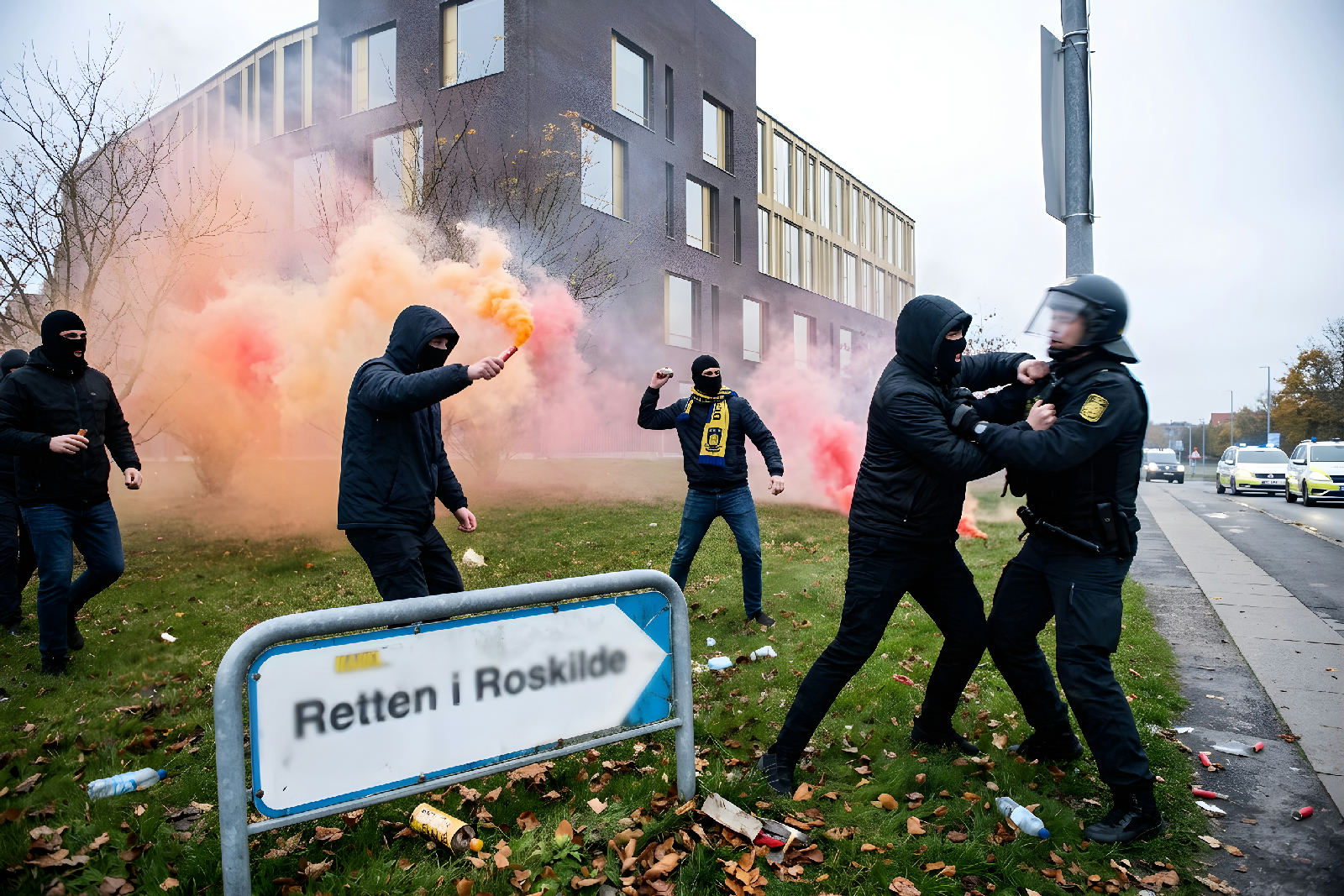 Hooligans tørner sammen foran retten i Roskilde